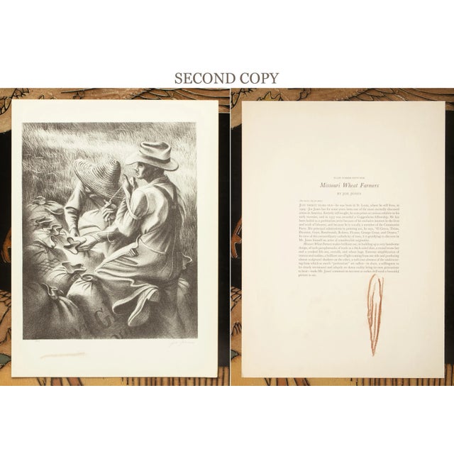 1939 After Joe Jones "Missouri Wheat Farmers", First Edition Period Offset Lithograph For Sale - Image 10 of 10
