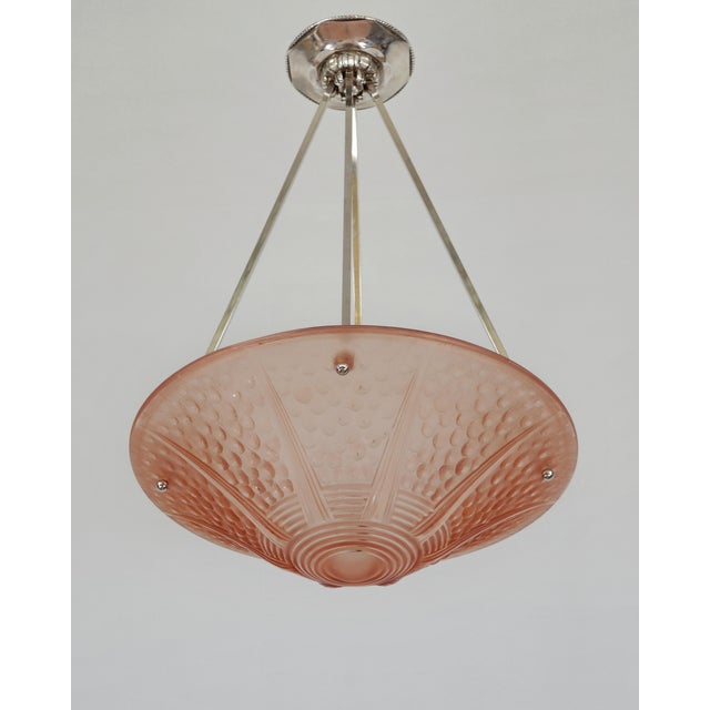 Art Deco 1930s Large French Art Deco Pendant Light by A. Bloch & Muller Freres - France For Sale - Image 3 of 13