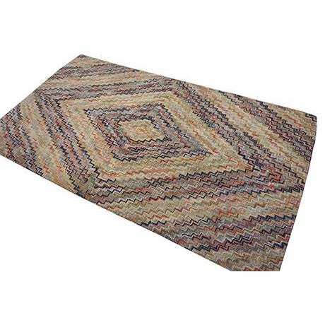 Sublime Brown Color With Great Symmetrical Desing Antique American Hooked Rug For Sale - Image 4 of 11