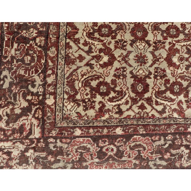Early 20th Century Antique Turkish Sivas Rug With Tan Background and Maroon, Eggplant, Brown Color For Sale In Atlanta - Image 6 of 13