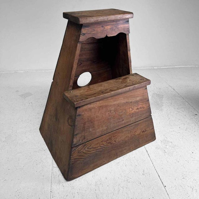 Mid-Century Modern Large Shōwa Era Minimalist Fumidai Step in Wood, Japan, 1940s For Sale - Image 3 of 10