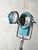 Blue Fresnel Theater Spotlight Floor Lamp on Matching Steel Tripod from A.E. Cremer, Paris, 1950s For Sale - Image 9 of 18