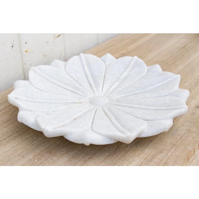 Indian Large Lotus Marble Plate For Sale - Image 3 of 7