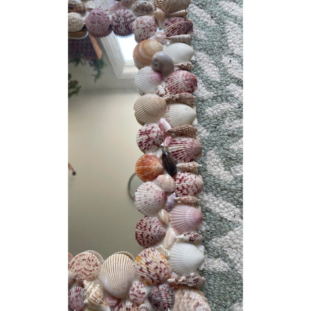 Pink Handmade 1980s Vintage Seashell Mirror For Sale - Image 8 of 9