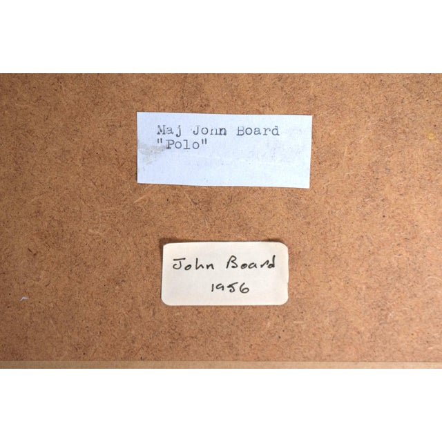 Traditional Mid 20th Century Two Polo Players Watercolour with Gouache by Maj John Board, Framed For Sale - Image 3 of 4