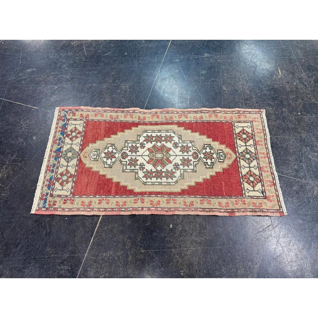 Turkish Mini Rug Oriental Hand Knotted Vintage Rug 1'8" x 3'3" #17084 For Sale - Image 4 of 8