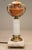 1930s French Depose Art Deco Neo Classic White/Salmon Onyx Marble Column & Urn Bronze Table Lamp For Sale - Image 4 of 9