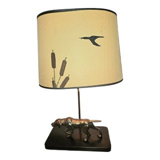 Vintage Sporting Dog Lamp With Custom Shade For Sale