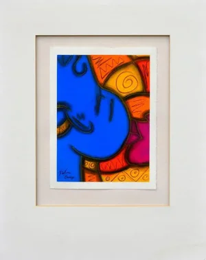 "Colors" Contemporary Figurative Abstract Oil Pastel Drawing