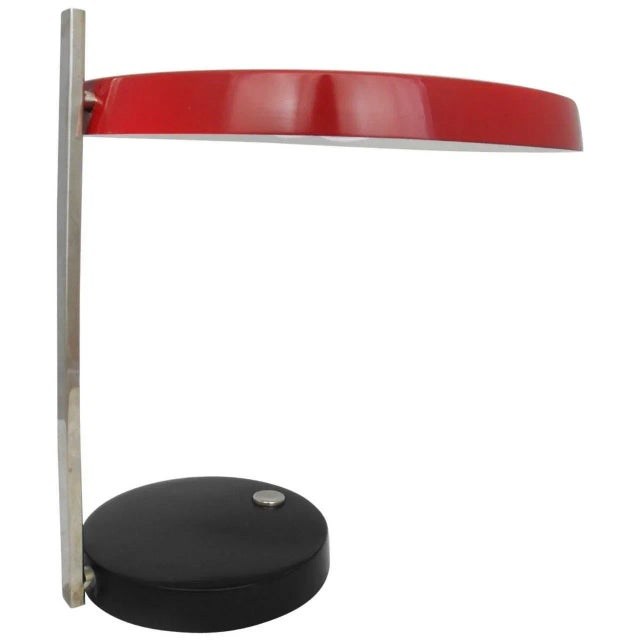 1960s Red, Chrome and Black Oslo Desk Lamp by Heinz Pfaender, 1962 For Sale - Image 5 of 5