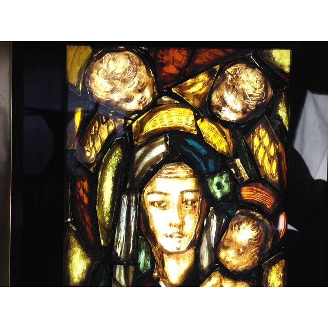 Italian Handmade Backlit Artistic Window with Madonna, Child & Angels, 1960s For Sale - Image 6 of 14