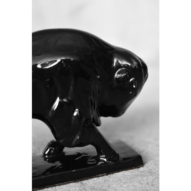 Black Large Mid-Century Scandinavian Modern Black Porcelain Bison Figurine, 1960s For Sale - Image 8 of 13