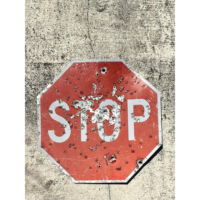 Vintage Gunshot Stop Sign For Sale - Image 11 of 12