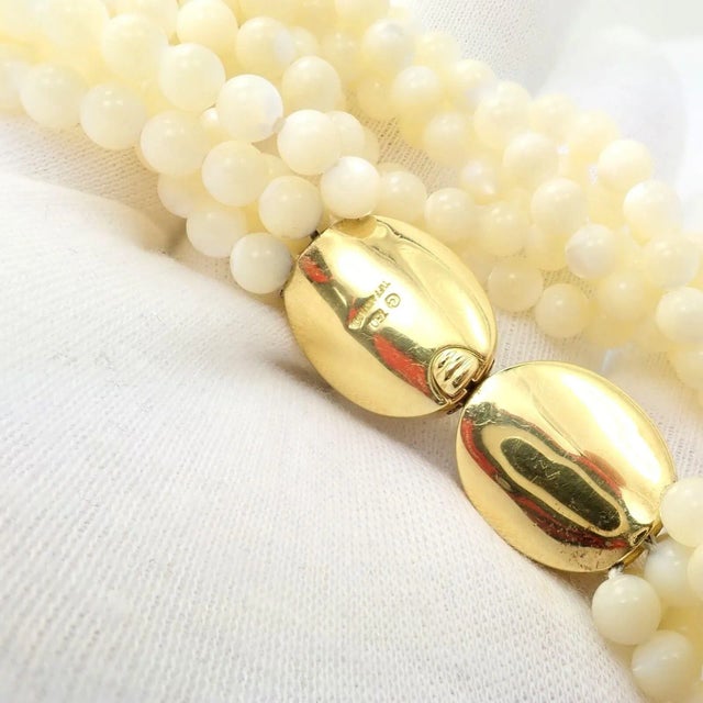 Gold Tiffany & Co. Cummings 18k Gold Mother Of Pearl Bead Torsade Inlaid Necklace For Sale - Image 8 of 12