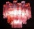 Fabulous pair of chandelier with rare stunning coral red color precious Murano glasses. Each chandelier with 36 glass...