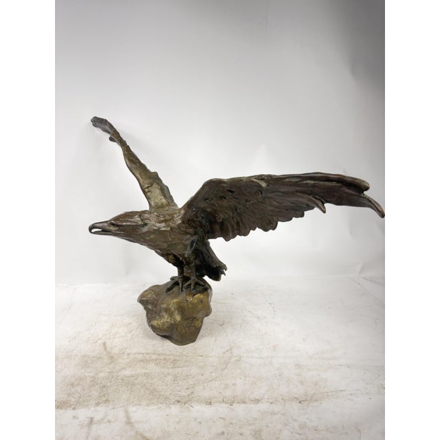 Brown Statue Depicting an Eagle with Open Wings, 1890s-1910s, Bronze For Sale - Image 8 of 13