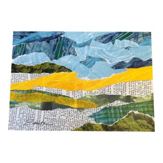 “Patchwork Hills” Original Mixed Media Collage Landscape For Sale