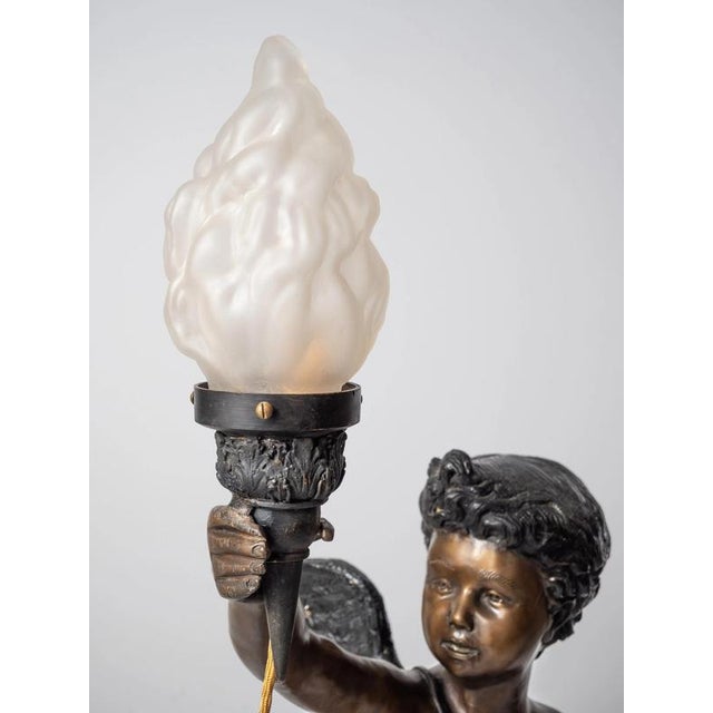 Large Bronze Statue of Cupids Carrying a Torch For Sale - Image 3 of 18