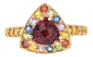2.47 Carat Tourmaline Sapphire 14 Karat Yellow Gold Cocktail Ring Size 7