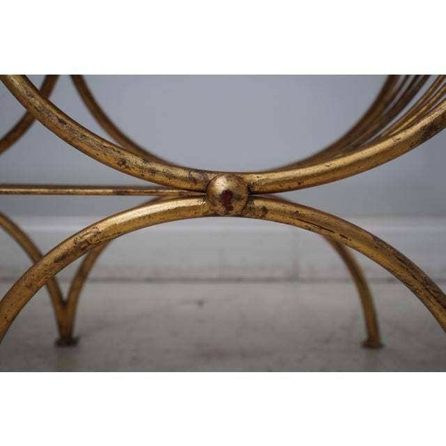 Gold Italian Gold Finish Iron Bench W. Petticoat Seat For Sale - Image 8 of 12