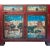 Chinese Distressed Red Blue Old Scenery Graphic Credenza Cabinet For Sale In San Francisco - Image 6 of 8