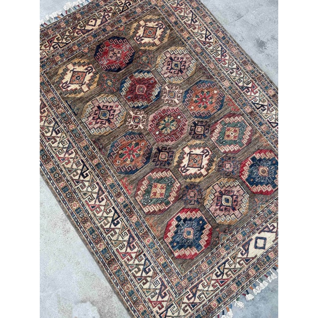 Vintage Caucasian Kazak Wool Rug With Geometric Medallions – 146x196 Cm For Sale - Image 12 of 18