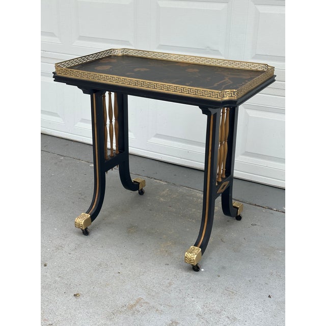 Regency Style Black Gold Japonisme Lacquer Center Table After Gillows Lancaster. For Sale - Image 12 of 16