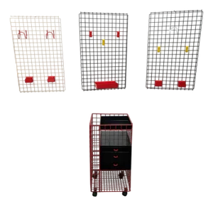 Office Trolley on Castors in Iron and Laminate with Accessory Grids, 1980s, Set of 4