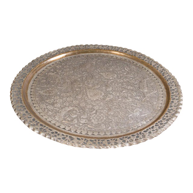 1900's Large Antique Kashmiri Serving Tray For Sale