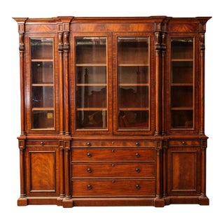 Polo Ralph Lauren Flame Mahogany Weathersby Breakfront Bookcase For Sale