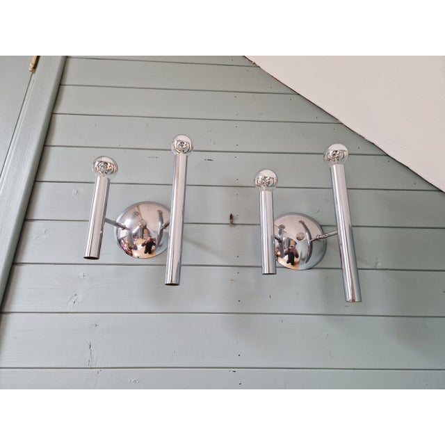 Space Age Wall Sconces in Chromed Metal by G. Sciolari, 1970, Set of 2 For Sale - Image 10 of 12
