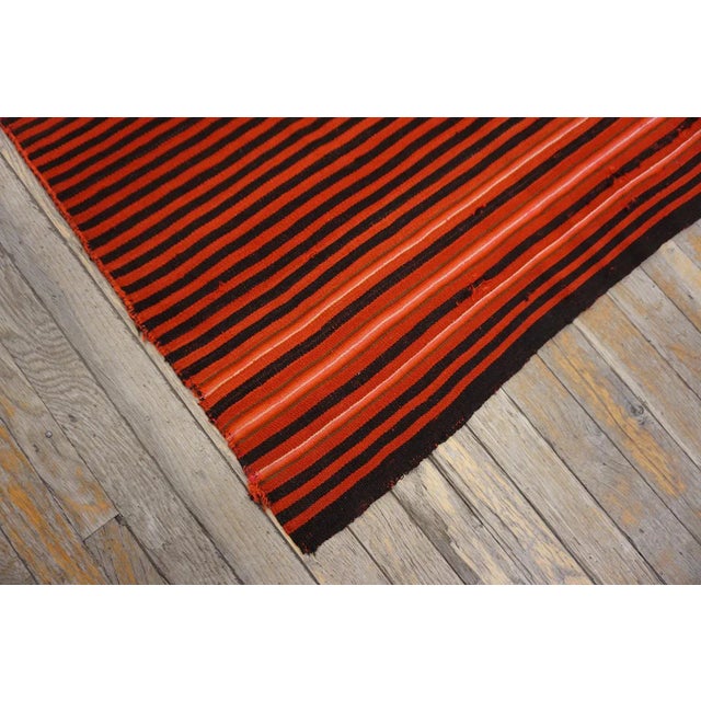 1920s Red Background Stripe Black and Ivory Desing Antique Navajo Rio Grande Rug For Sale - Image 11 of 17