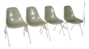 Vintage Eames Fiberglass DSS Stacking Chairs by Charles and Ray Eames for Herman Miller Set of 4