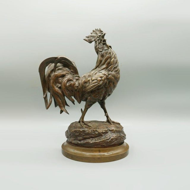 Metal Strutting Bronze Cockerel by Alfred Barye For Sale - Image 7 of 11