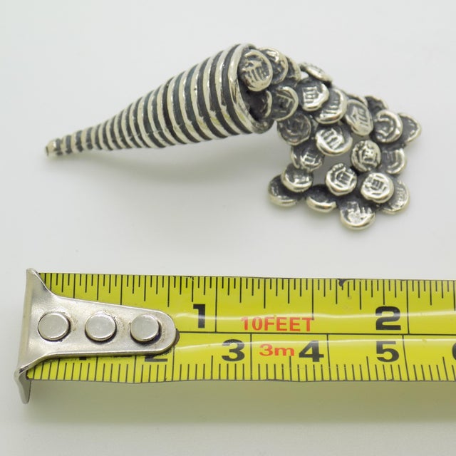 Silver Vintage Italian Handmade Genuine Silver Cornucopia Lucky Charm Figurine Sculpture Miniature For Sale - Image 8 of 8