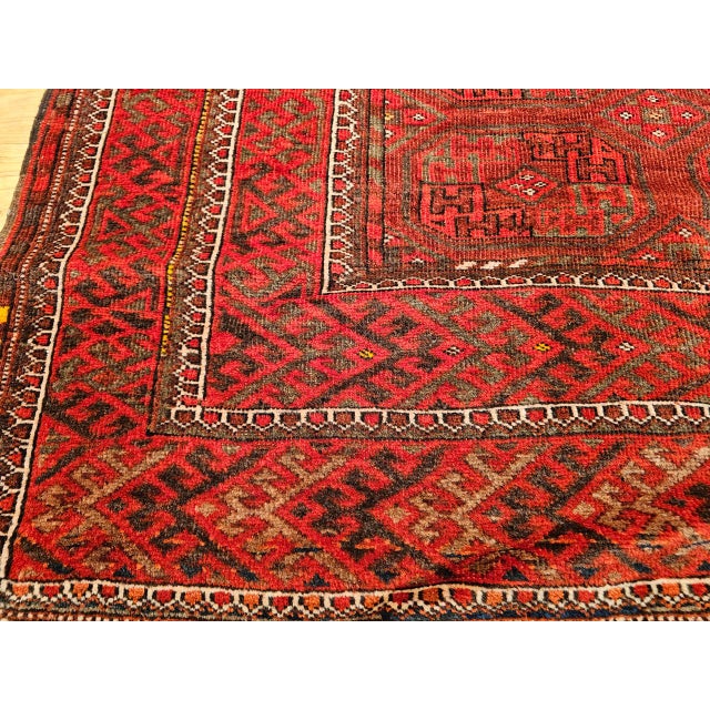 Vintage Turkmen Tekke Gallery Rug in Allover Pattern in Red, Brown, Gray, For Sale - Image 11 of 14