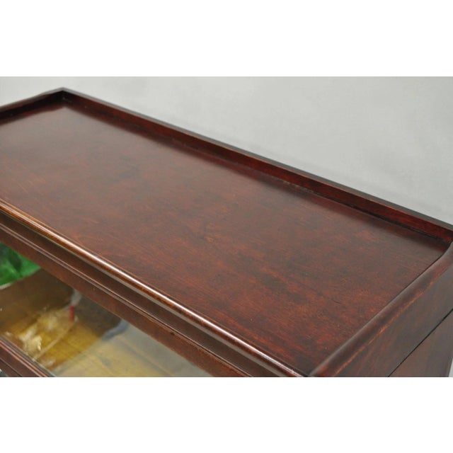 Red Antique Mahogany 4 Section Barrister Bookcase Glass Door Stacking Lawyer Cabinet For Sale - Image 8 of 16