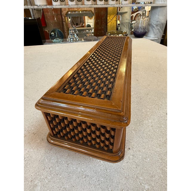 Brown Vintage Wooden Woven Jewelry Box For Sale - Image 8 of 9