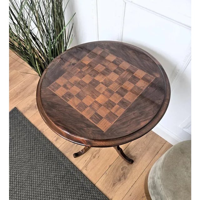 Neoclassical Italian Walnut Inlay Game Table, 1970s For Sale - Image 6 of 10