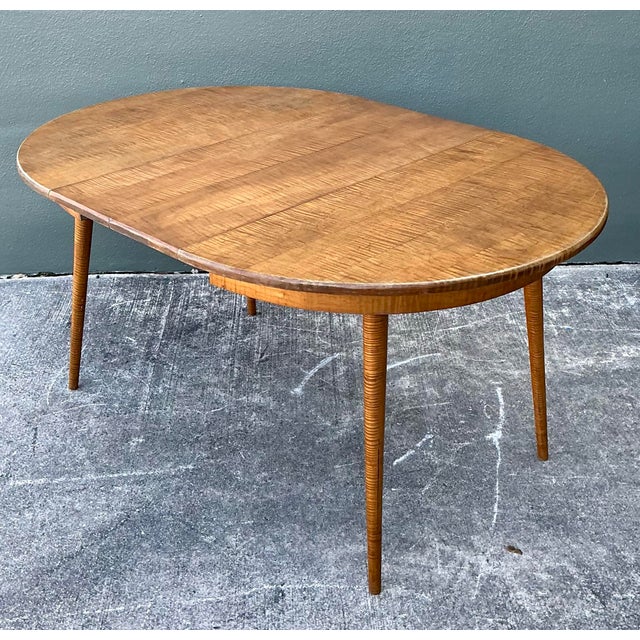 Wood Vintage Tiger Maple Extendable Dining Table For Sale - Image 7 of 12