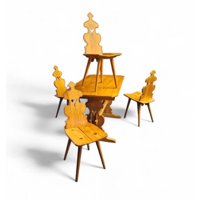 Tiroler Chairs and Table Set from Cepelia, Poland, 1960s, Set of 5 For Sale - Image 11 of 18