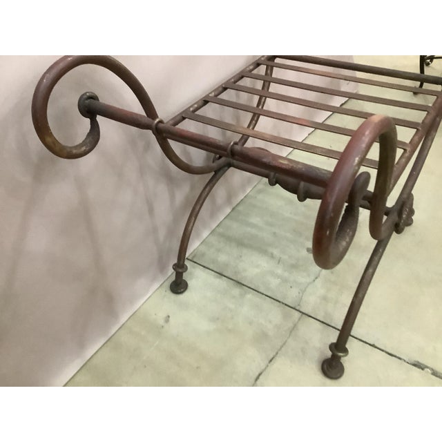 Vintage X Form Painted Iron Bench.