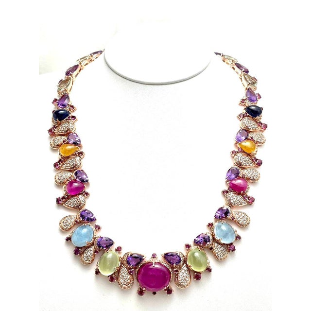 Late 20th Century Bochic “Capri” Vintage Ruby, Sapphire, Amethyst, Aquamarine & Peridot Necklace For Sale - Image 5 of 18