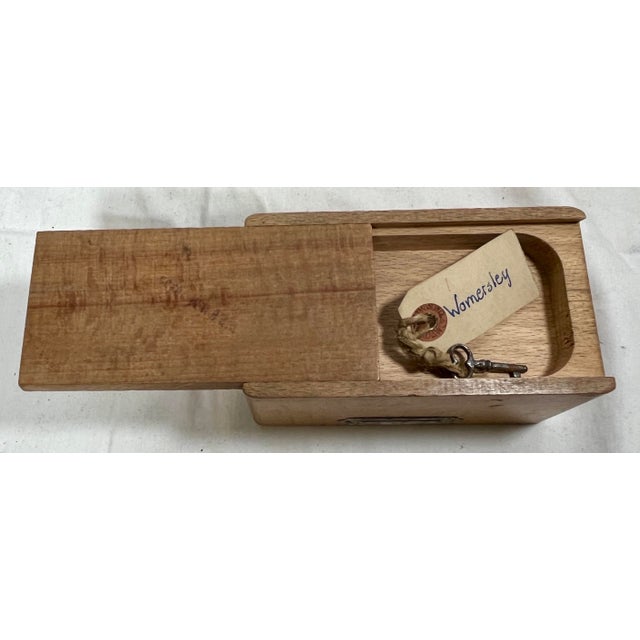 1920s Antique Art Deco Wooden Money Box With Key & False Bottom Hiding Spot From England - Circa 1920 For Sale - Image 5 of 12