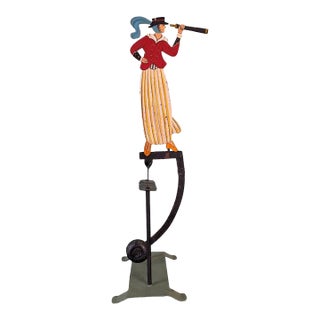 Vintage Folk Art Balancing Telescope Figure Sculpture For Sale