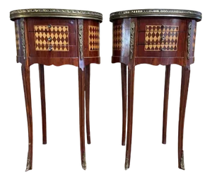 Louis Xv Marquetry Bedside Tables, Set of 2