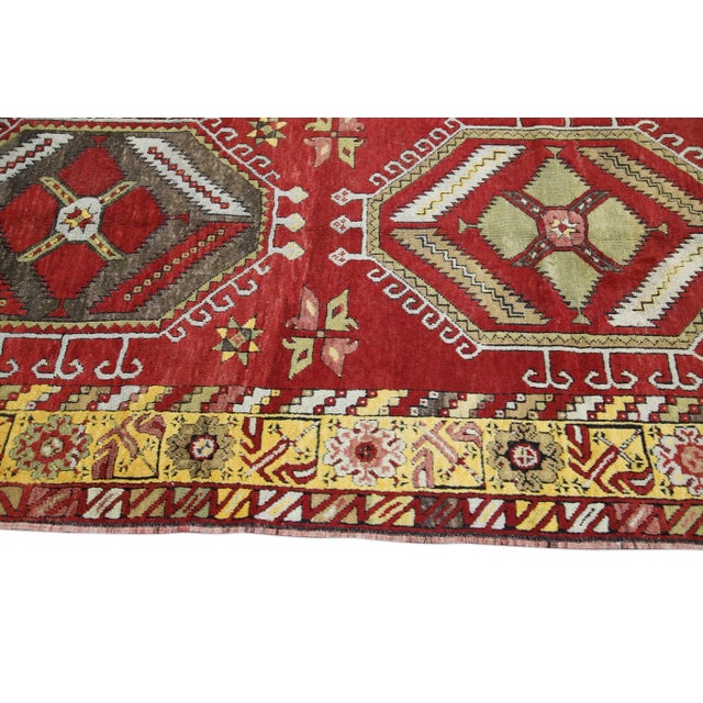 1960s Red & Yellow Vintage Turkish Runner 4'5" X 11'10" For Sale In Houston - Image 6 of 10
