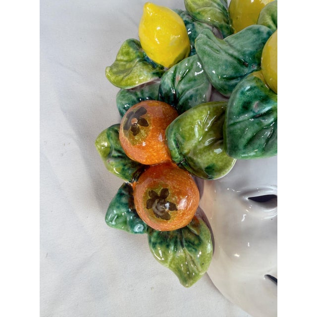 Mediterranean Vintage Sicilian Ceramic Lemon & Citrus Wall Mask Sculpture For Sale - Image 3 of 11