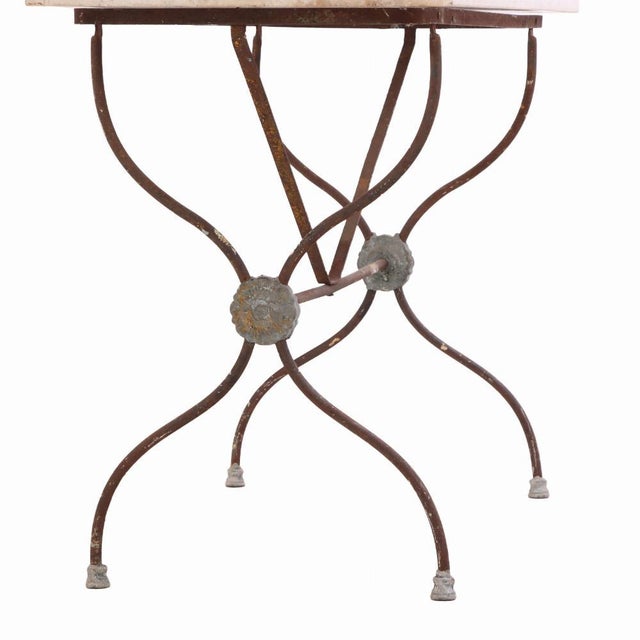 1920s French Iron Marble Top Bistro Table, Circa 1920 For Sale - Image 5 of 5