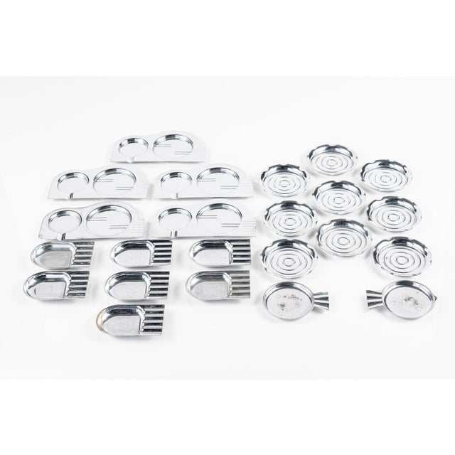 Antique Art Deco Chase & Manning Bowman Chrome Cigarette Ashtrays 1930s Assorted collection of 23 antique Art Deco metal...